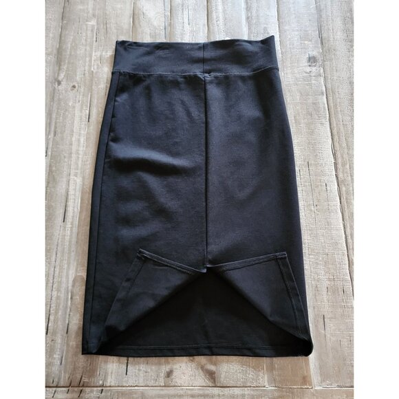 Labijou Pencil Skirt Large Embroidered Black Flowers Pull On Elastic Waist NWT - Picture 6 of 10